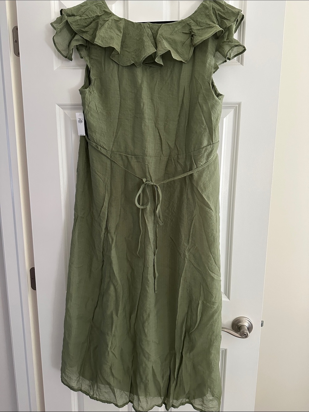 Old Navy Olive Ruffle V‑Neck Midi Dress - Picture 3 of 3